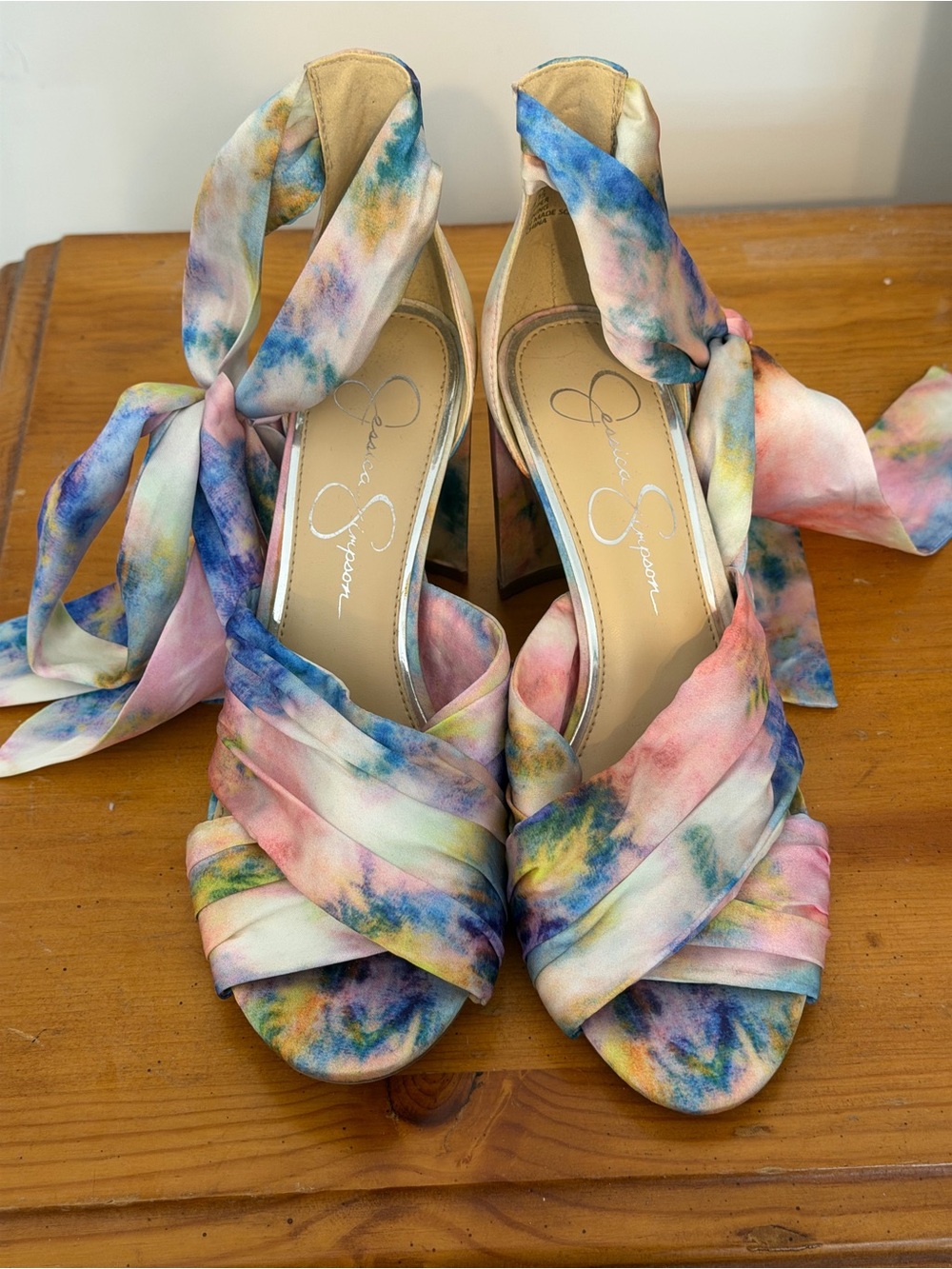 Jessica Simpson Pastel Tie-Dye Wrap Heels